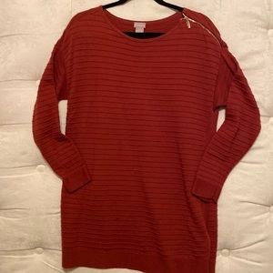 Chico’s sz 1 rust sweater with zipper accent on L shoulder. So soft and comfy